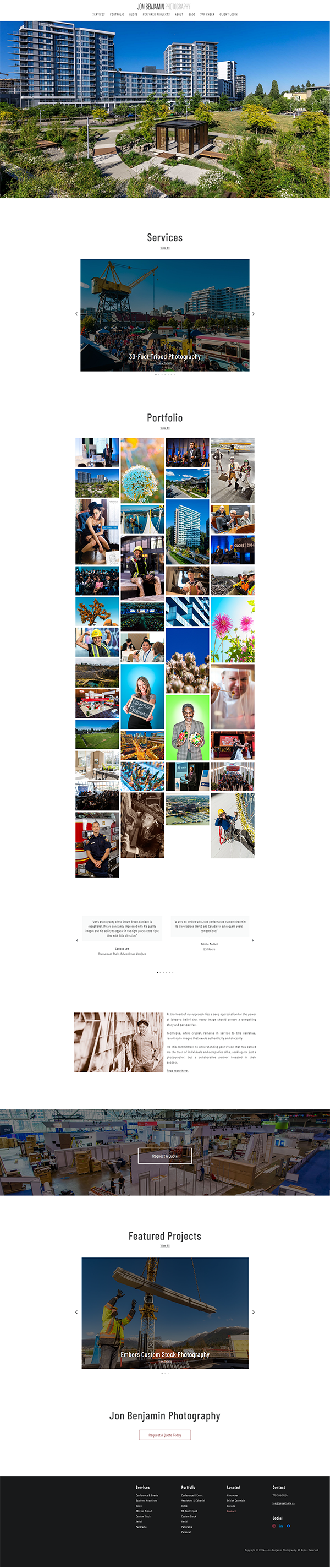 An image of Jon Benejamin Photography's redesigned website.
